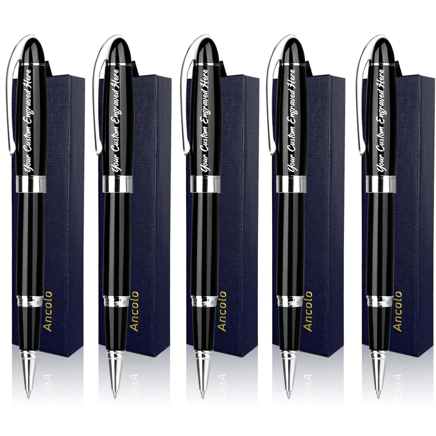 Fanstik Personalized Black & Silver Metal Pen – Elegant Custom Engraved Gift