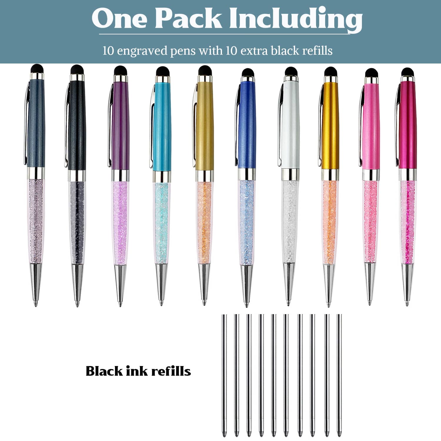 20pack Custom Personalized Pen, Diamond Pens Name pens Black Ink Pen  company pen