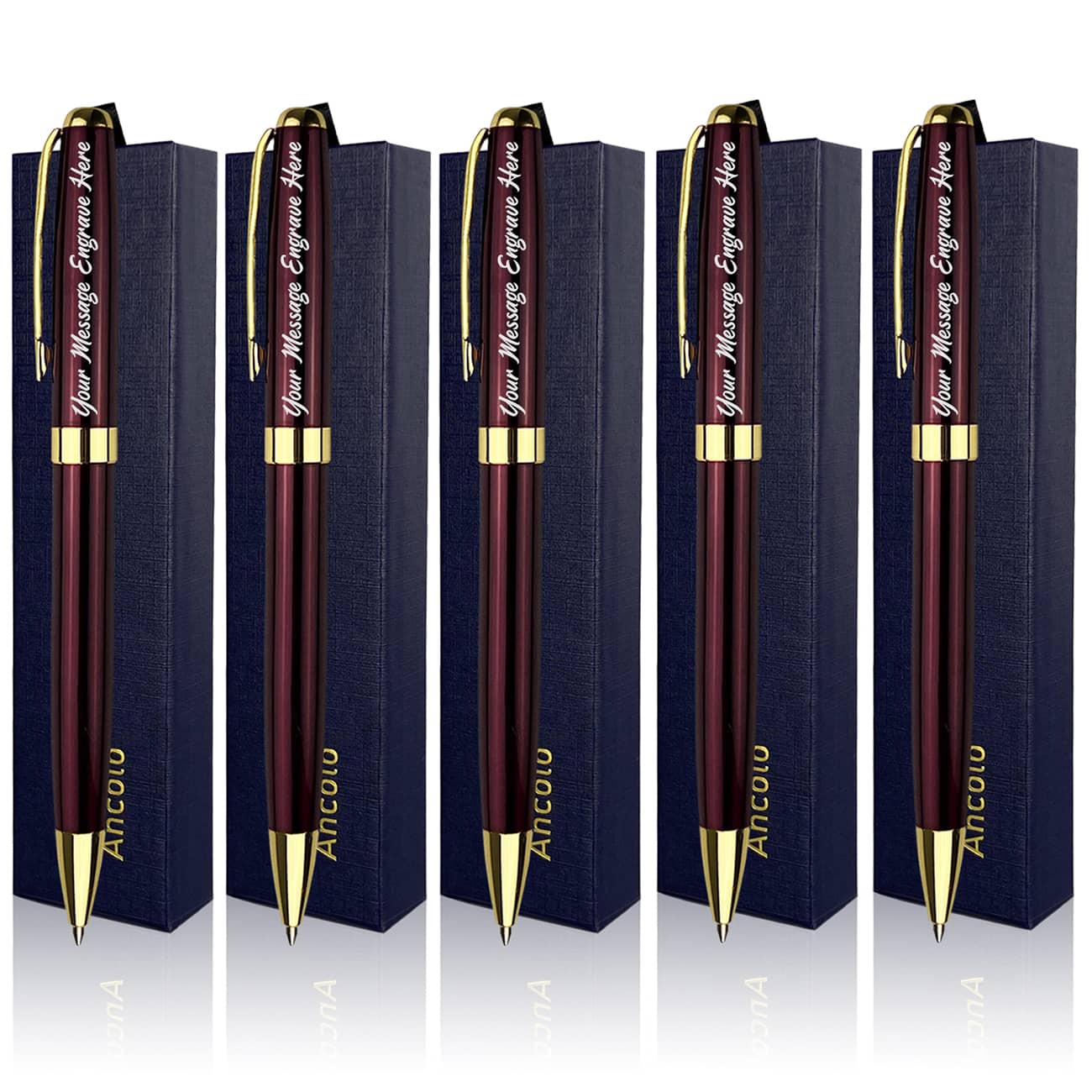 Ancolo Ballpoint Pens Personalized Gift Set with Pen Box 5 PCS